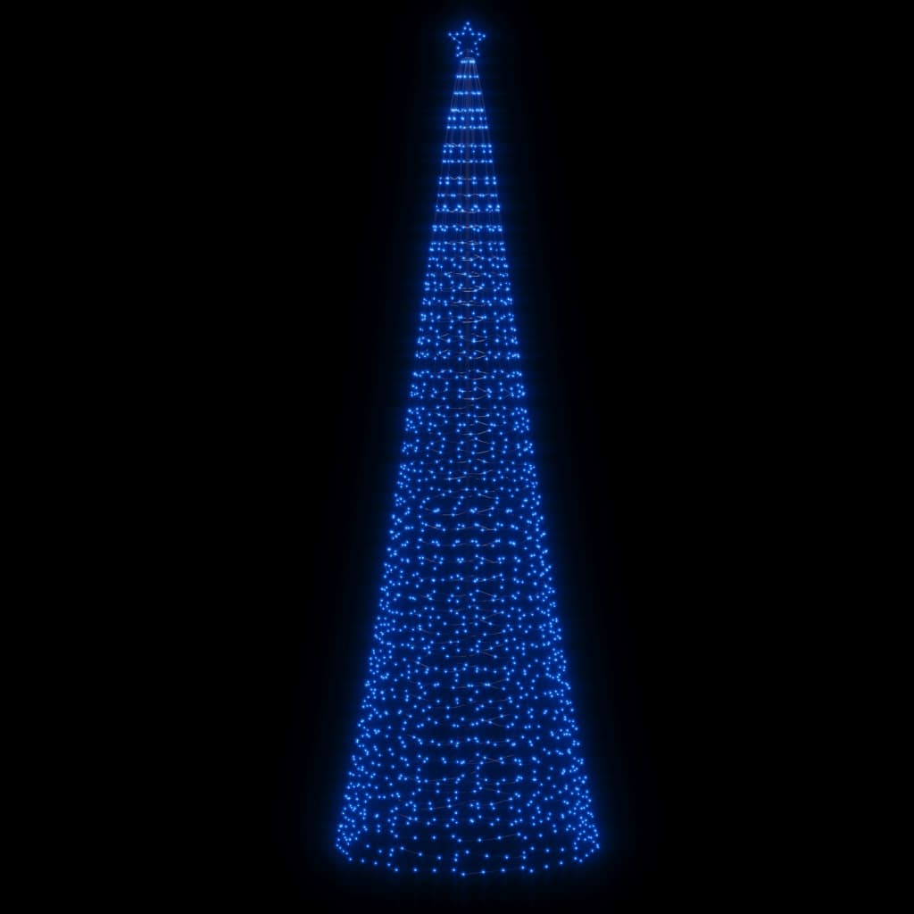 A tall blue LED Christmas tree with 1554 lights, standing 196.9 inches high.
