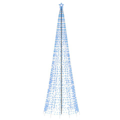 A tall 196.9-inch blue LED Christmas tree with 1554 lights and a star topper.