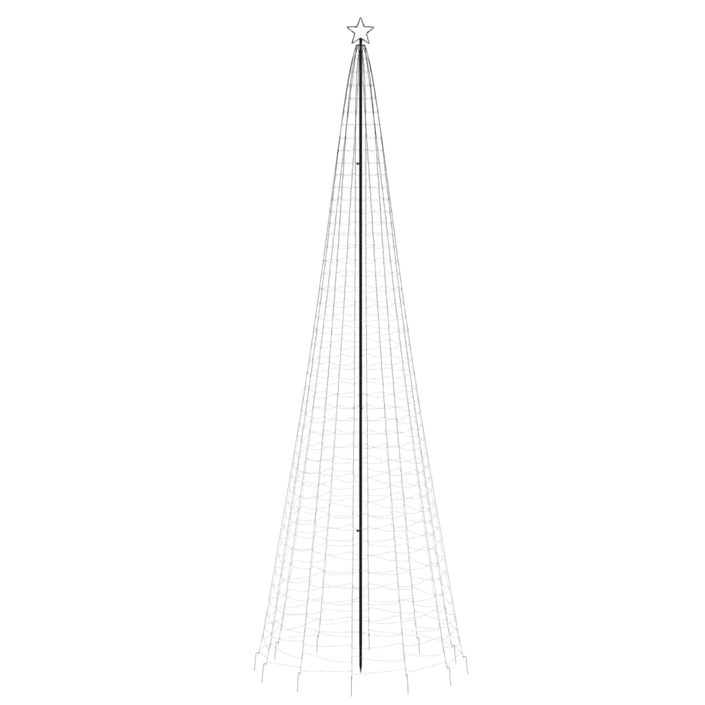 Tall LED Christmas tree frame with 1554 blue lights and star topper for outdoor use.