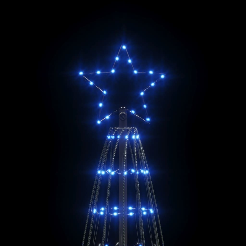 Blue LED Christmas tree, 196.9 inches tall with 1554 lights.