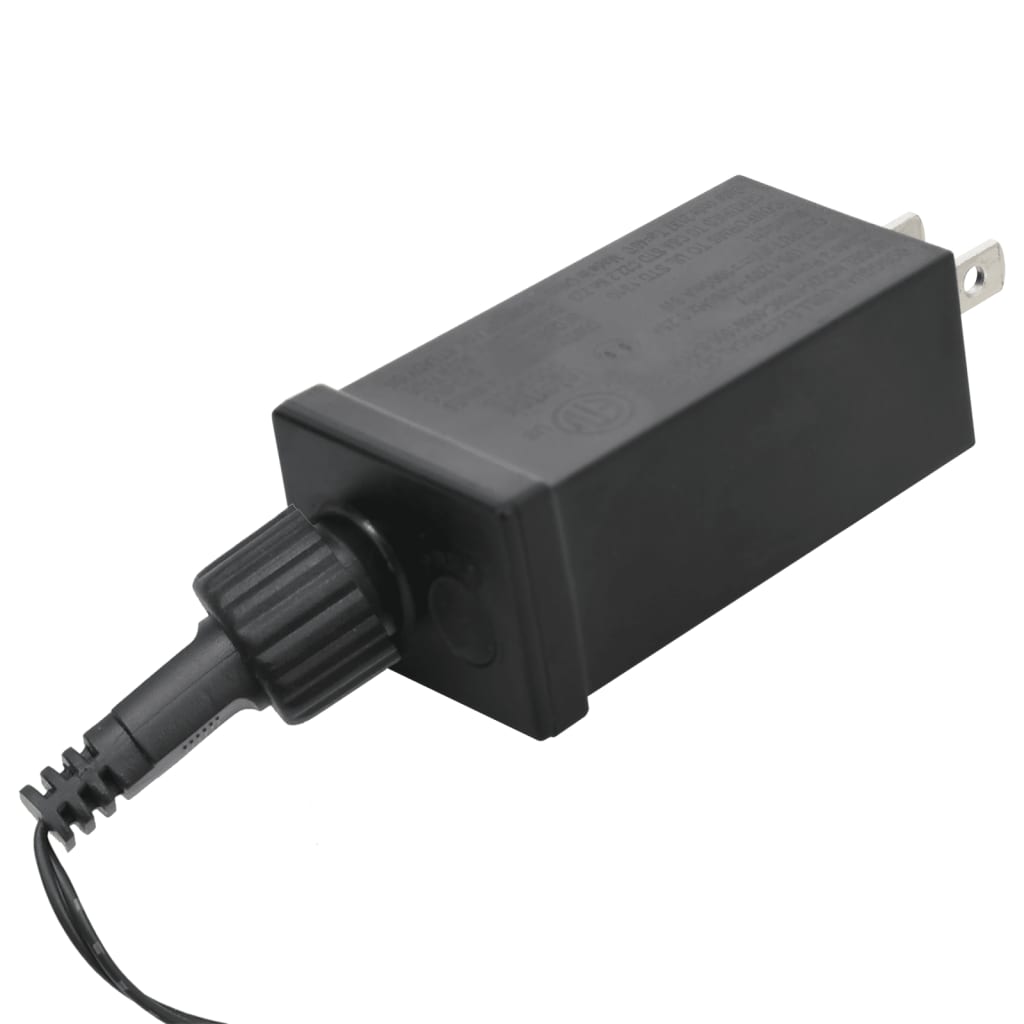 Tall black LED Christmas tree adapter with plug and cable connector visible