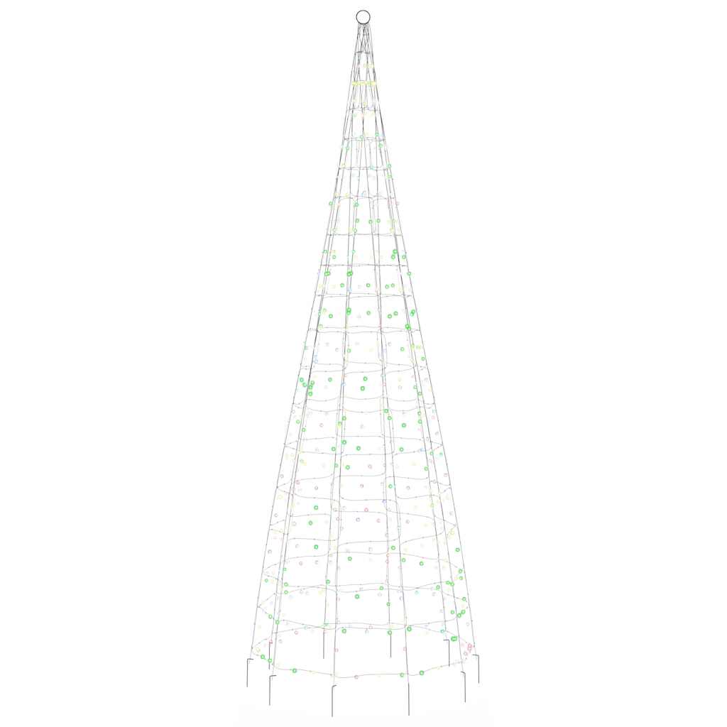 Tall LED Christmas tree frame with 570 colorful lights and dark green wiring for indoor or outdoor use
