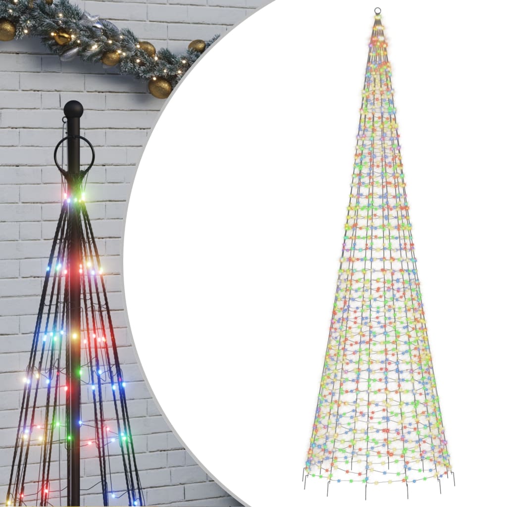 Tall LED Christmas tree with 1554 colorful lights, 196.9 inches high, on iron base.