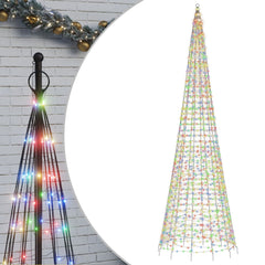 Tall LED Christmas tree with 1554 colorful lights, 196.9 inches high, on iron base.