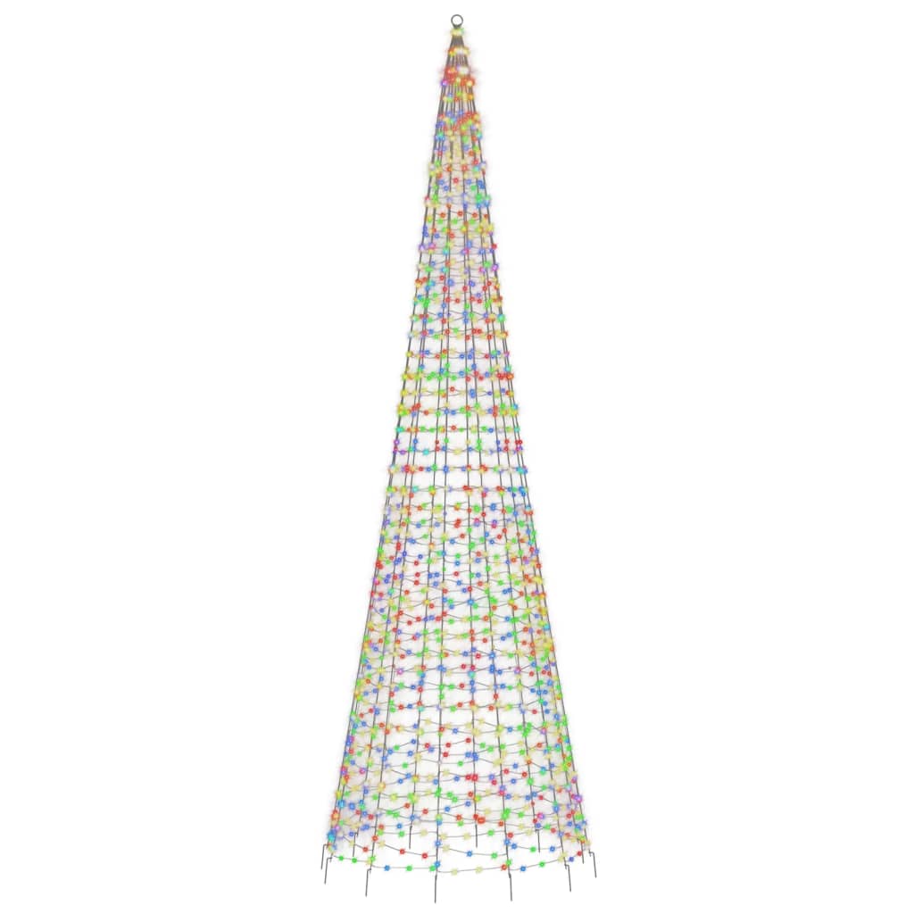 Tall 196.9-inch LED Christmas tree with 1554 colorful lights and a sturdy iron base.