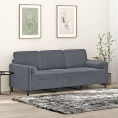 3-seater Sofa Dark Grey Velvet (100% polyester), metal, textilene