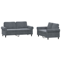 Sofa Set Dark grey Velvet, metal, textilene, plywood 2-Seater