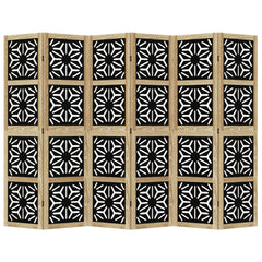 Room Divider 6 Panels Brown and Black Solid Wood Paulownia