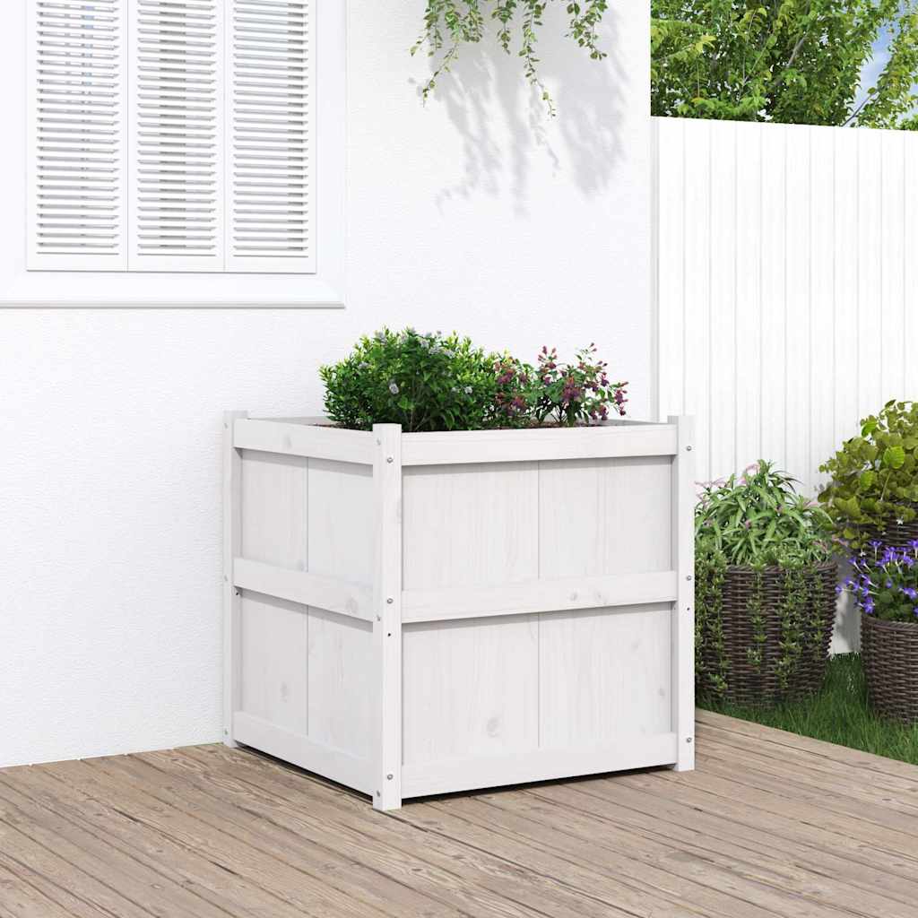 Garden Planter White Solid pine wood 27.6 in Durable