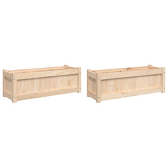 Garden Planter Set of 2 Natural wood Solid pine wood