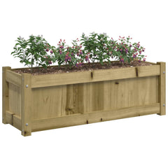 Garden Planter Set of 2 Natural wood finish Solid pine wood Large