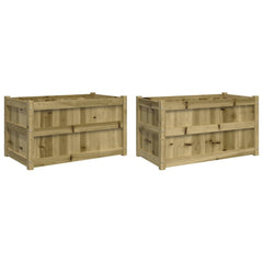 Garden Planter Set of 2 Brown Vacuum pressure treated pinewood