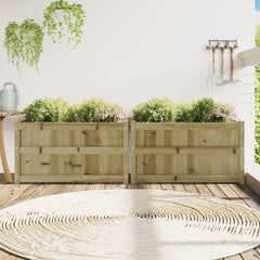 Garden Planter Set of 2 Brown Vacuum pressure treated pinewood