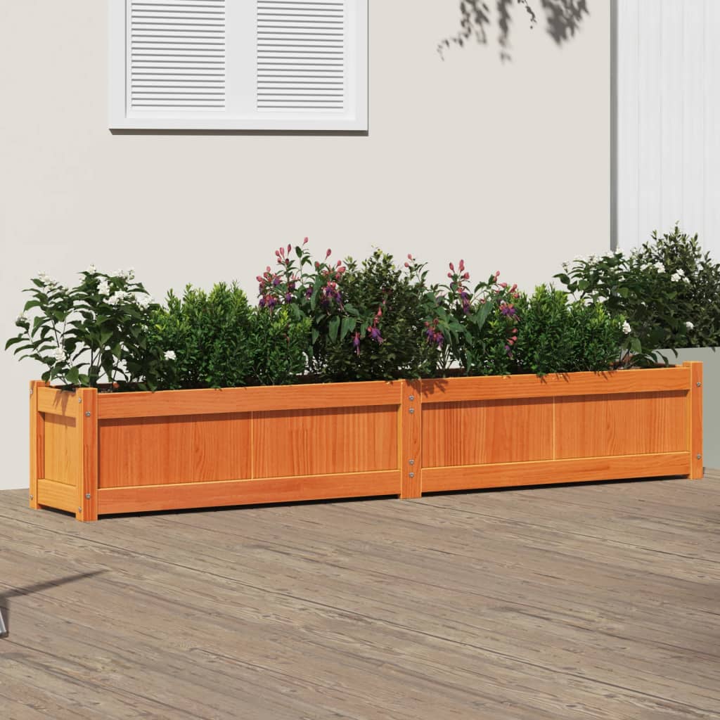 Garden Planter Wax Brown Solid pine wood