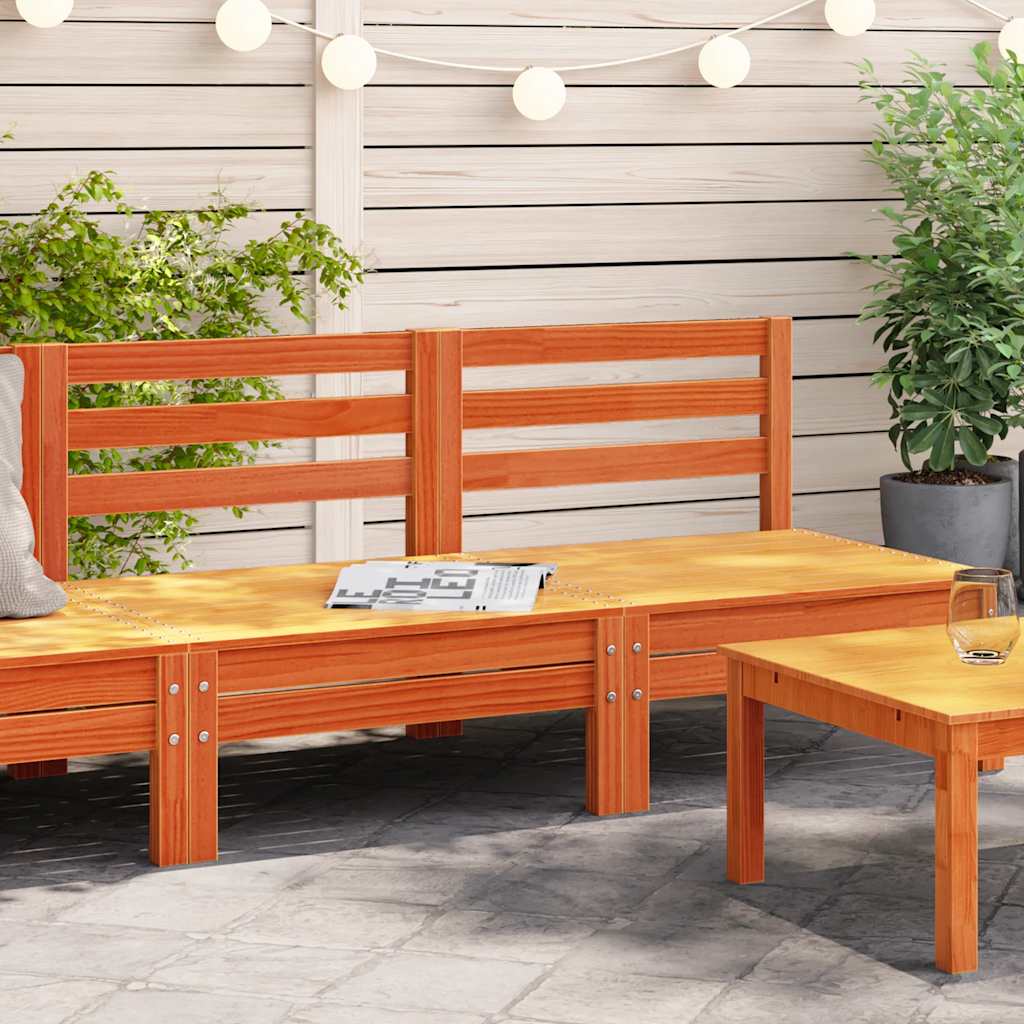 Garden Sofa Set of 2 Wax Brown Solid Pine Wood Large Modular