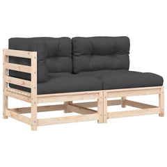 Patio Sofa Anthracite Solid pine wood 2-Seater Modular