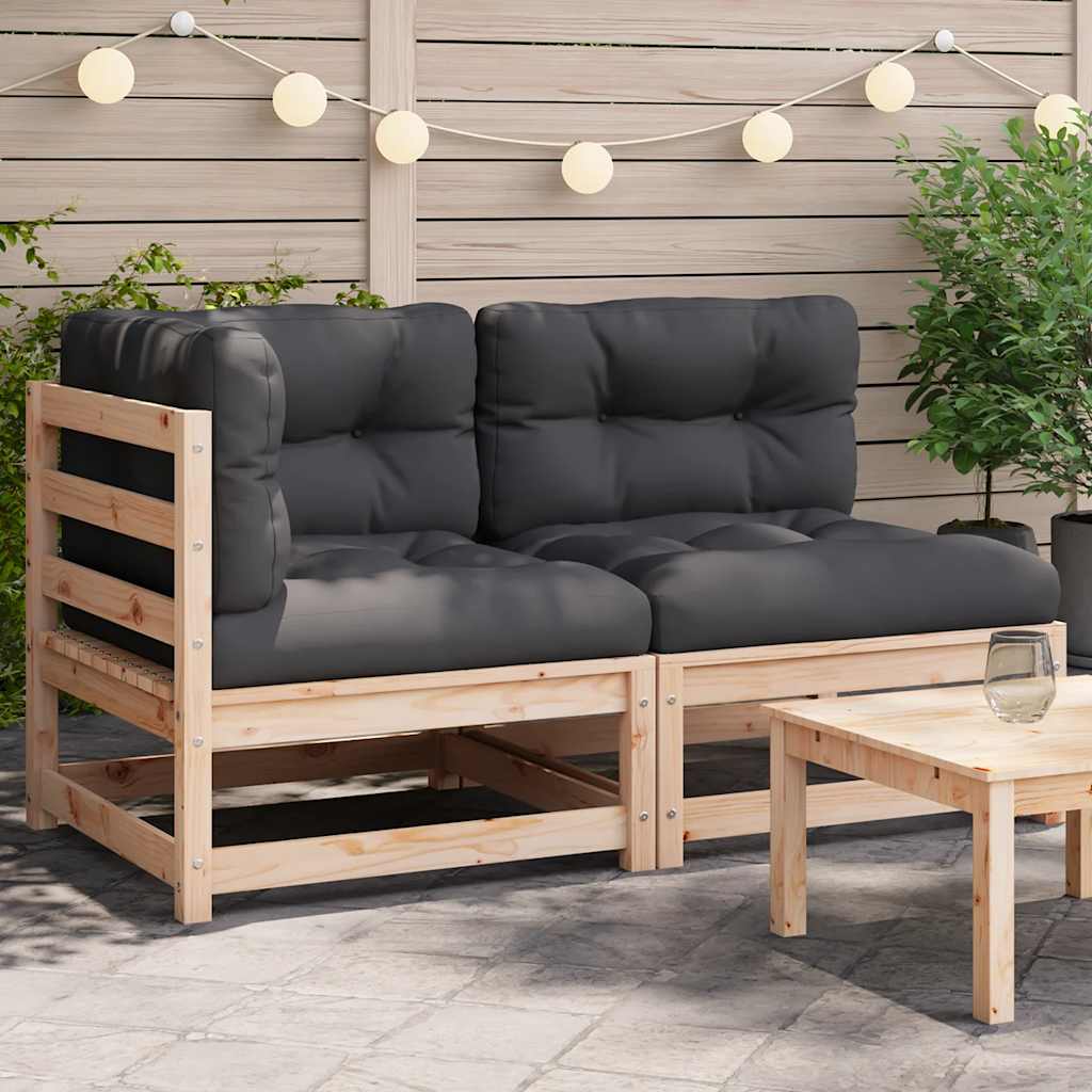 Patio Sofa Anthracite Solid pine wood 2-Seater Modular