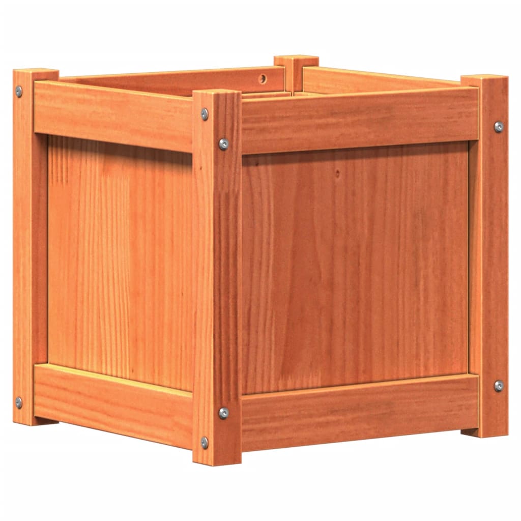Garden Planter Wax Brown 15.7x15.7x15.7 Solid Wood Pine