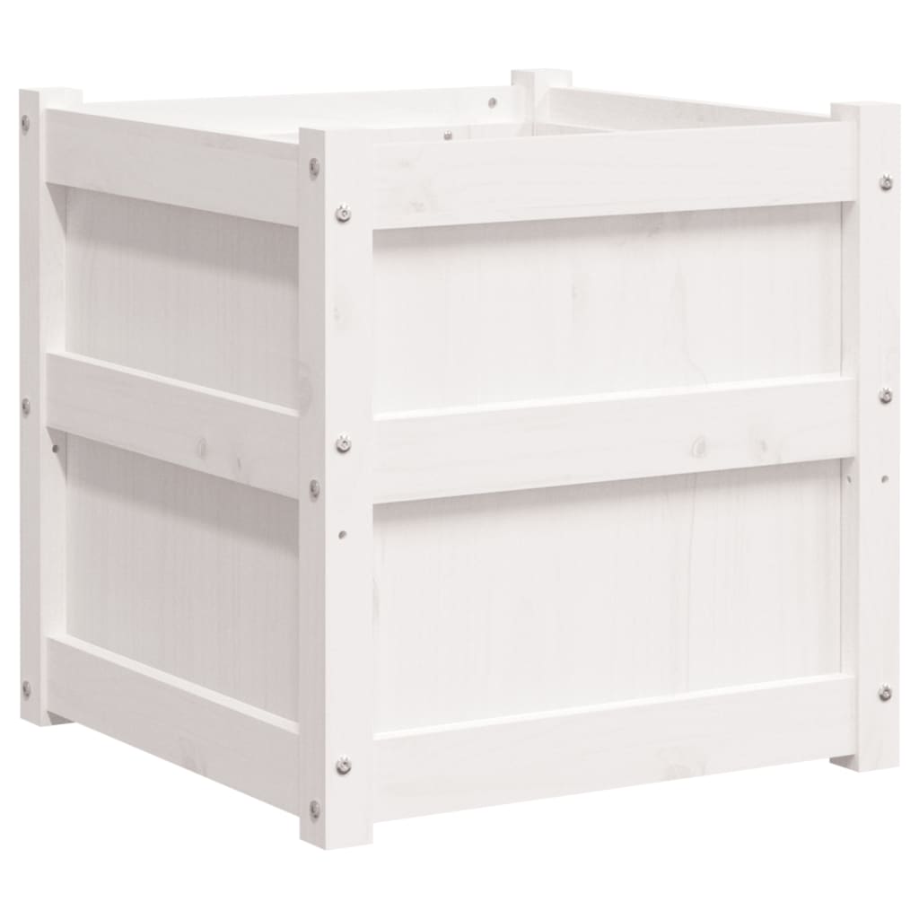 Garden Planter White 19.7x19.7x19.7 Solid Wood Pine