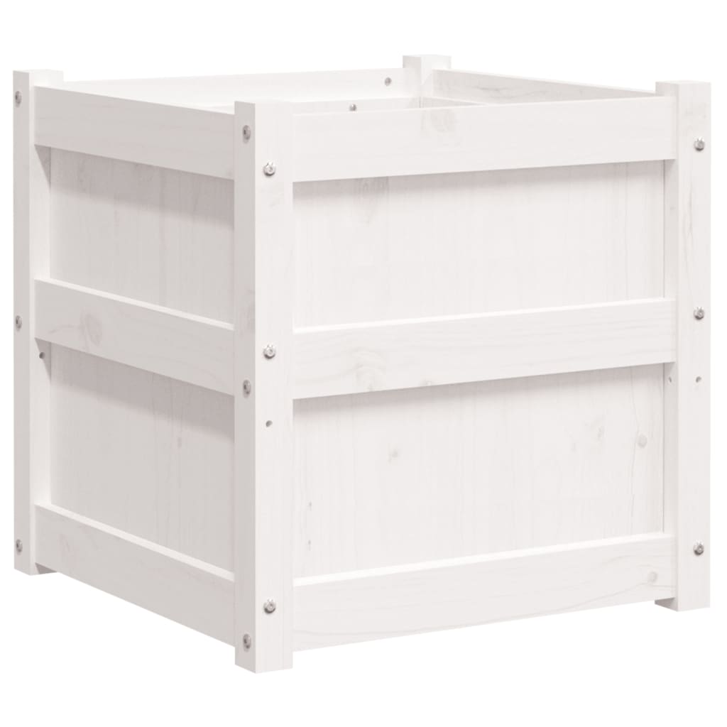 Garden Planter White 19.7x19.7x19.7 Solid Wood Pine