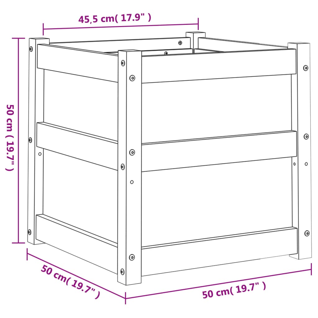 Garden Planter White 19.7x19.7x19.7 Solid Wood Pine
