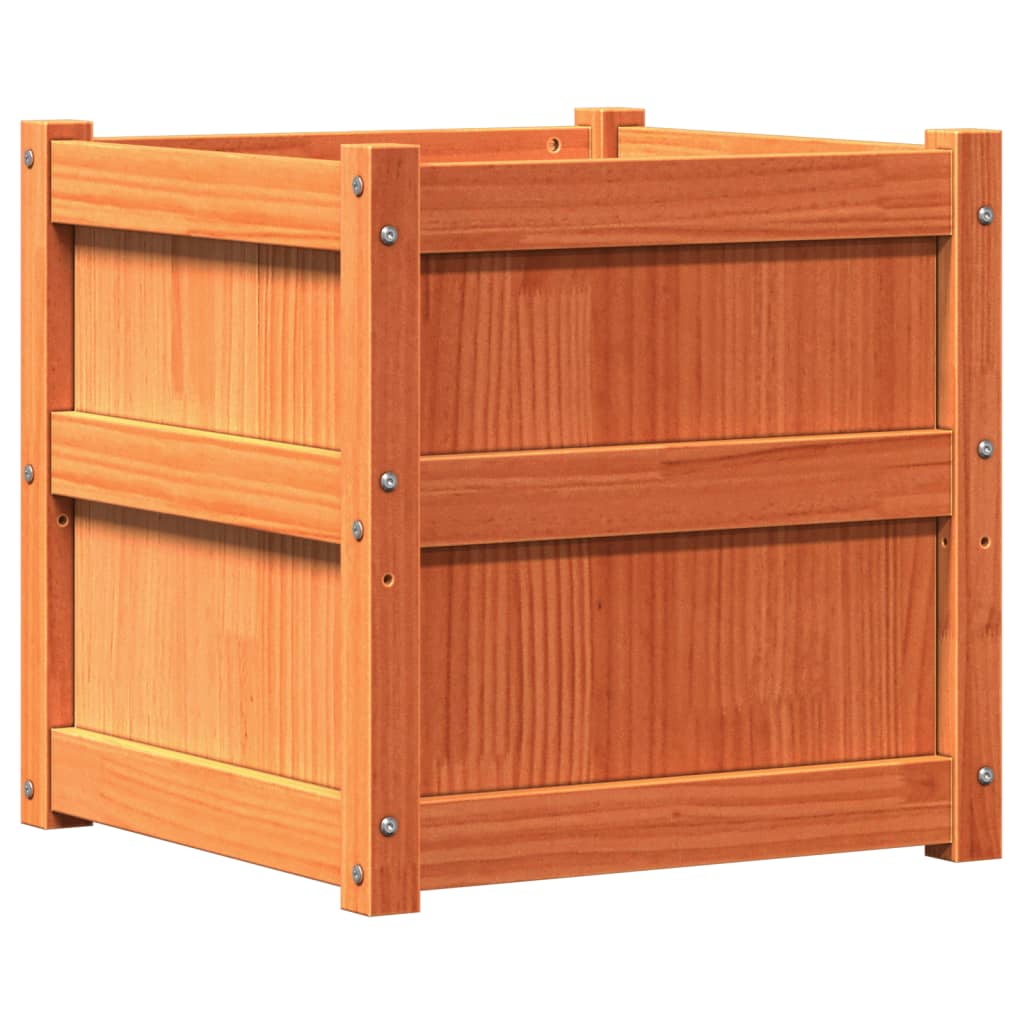 Garden Planter Wax Brown 19.7x19.7x19.7 Solid Wood Pine