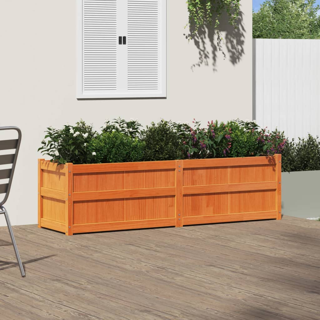 Garden Planter Wax Brown 70.9x19.7x19.7 Solid Wood Pine