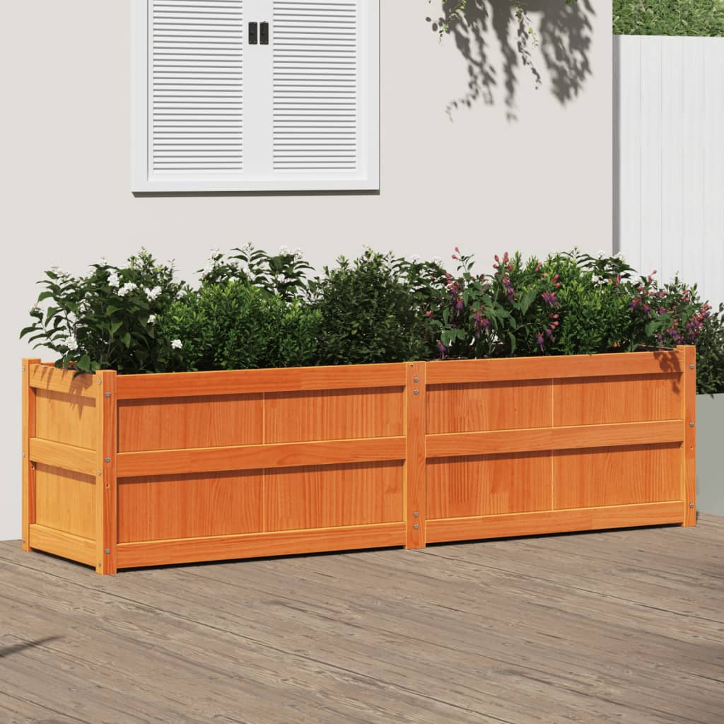 Garden Planter Wax Brown 70.9x19.7x19.7 Solid Wood Pine