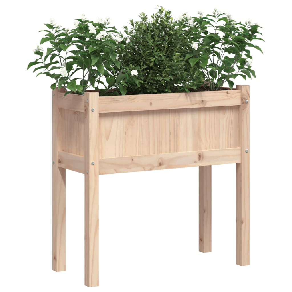 Garden Planter with Legs 27.6x12.2x27.6 Solid Wood Pine