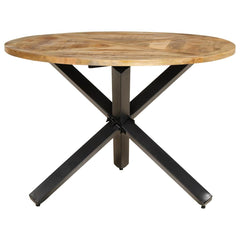 Dining Table Rough Mango Wood, Black Metal Solid Mango Wood, Metal