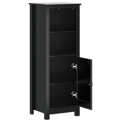 Bathroom Cabinet Black Solid pine wood, engineered wood, metal
