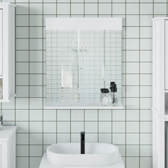Bathroom Mirror with Shelf BERG White 23.6x4.7x27.6 Solid Wood