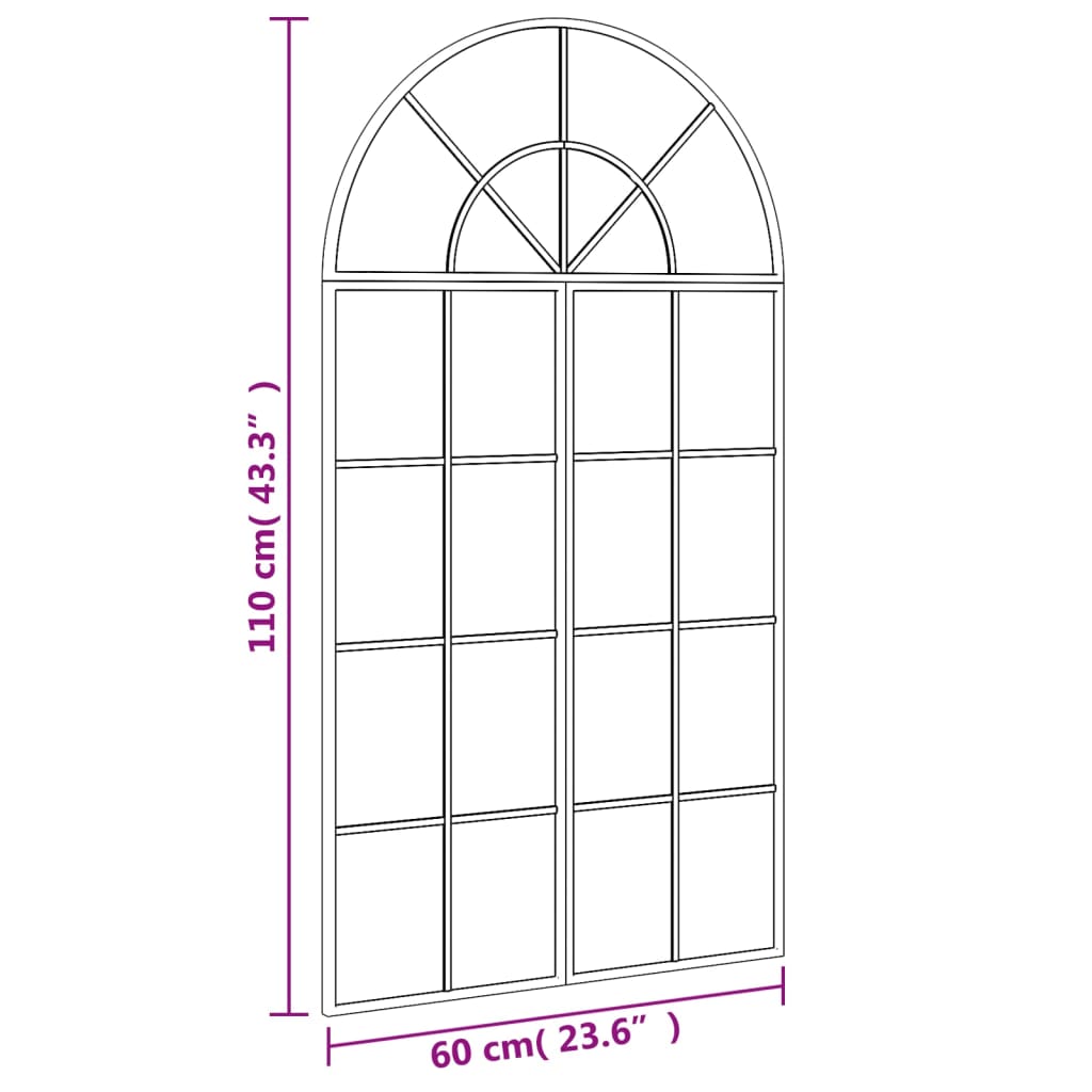 Wall Mirror Black 23.6x43.3 Arch Iron