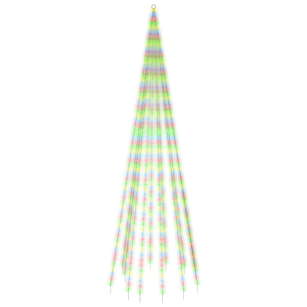 LED Christmas Tree on Flagpole Colorful 732 LEDs 196.9