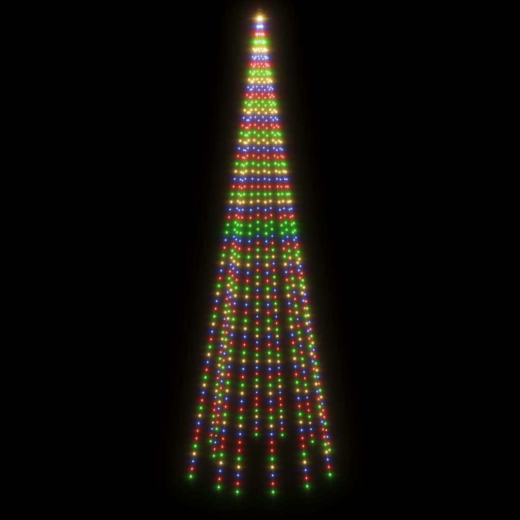 LED Christmas Tree on Flagpole Colorful 732 LEDs 196.9