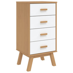 Bedside Cabinet White and brown Solid pine wood and engineered wood