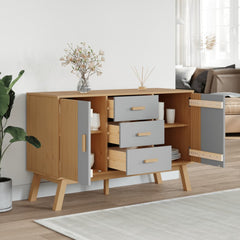 Sideboard Grey and brown Solid pine wood, engineered wood Medium