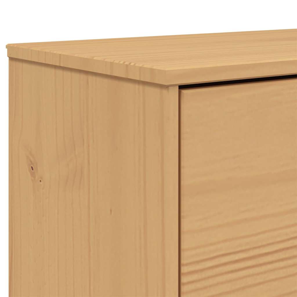 Brown solid pine wood shoe cabinet with flip drawers, 21.7x13.8x47.2 inches.