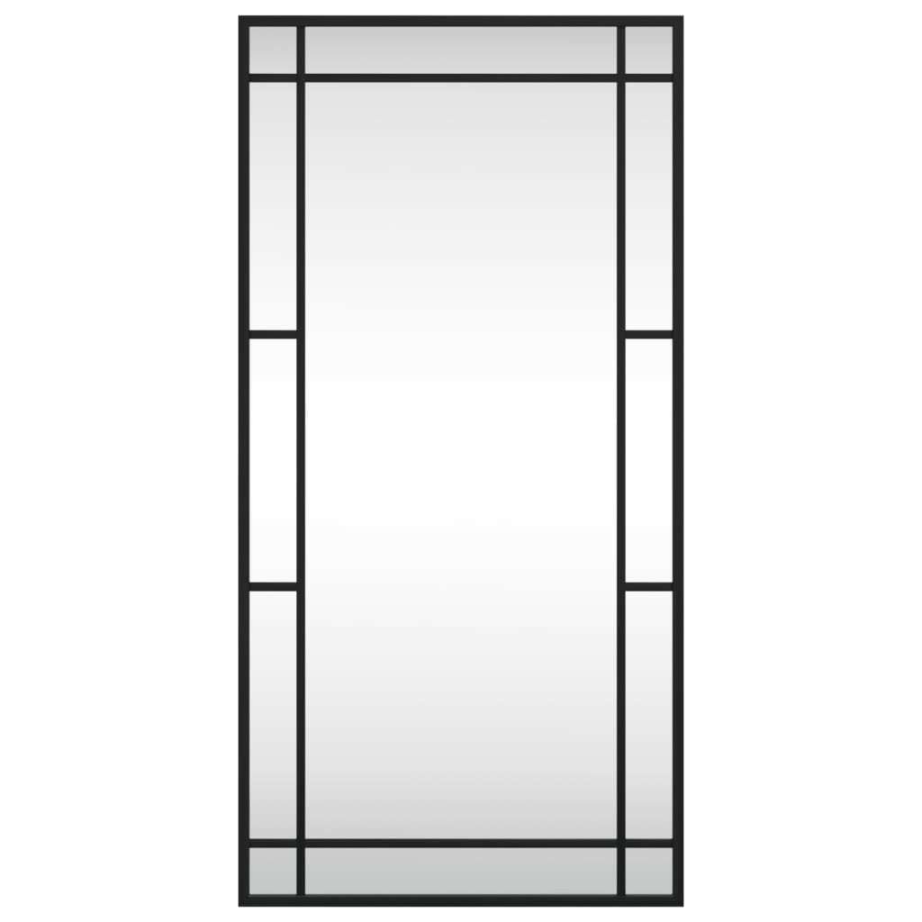 Black rectangular wall mirror with iron frame, measuring 15.7 by 31.5 inches.