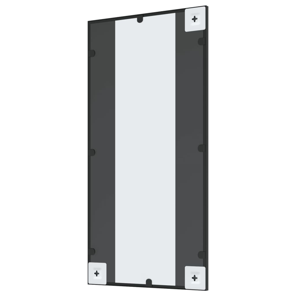 Black rectangular wall mirror with iron frame, measuring 15.7 by 31.5 inches.