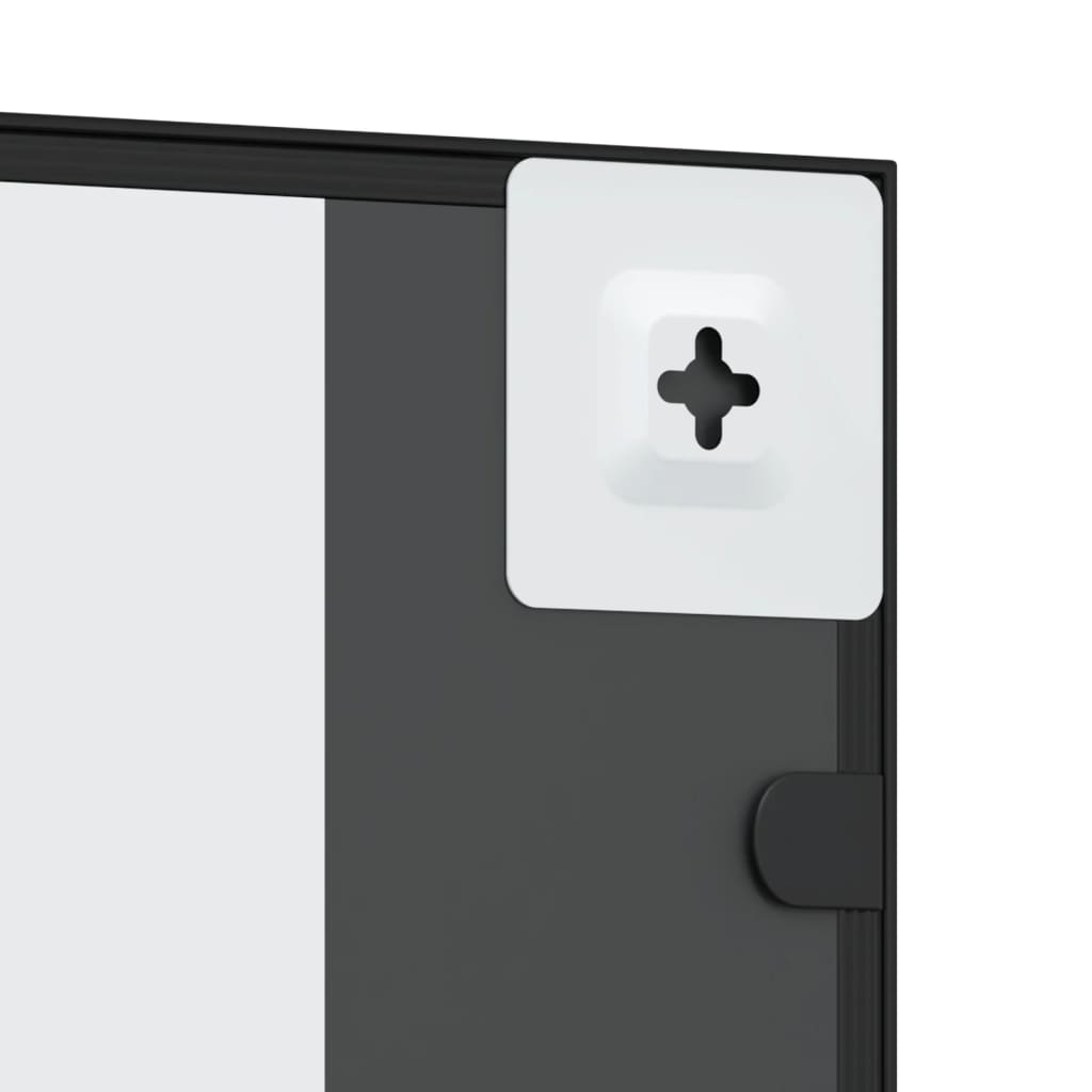 Black rectangular wall mirror with iron frame, measuring 15.7 by 31.5 inches.