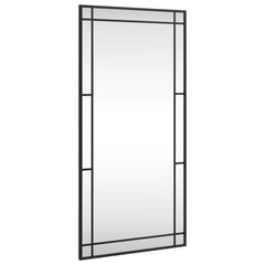 Black rectangular wall mirror with iron frame, 19.7x39.4 inches.