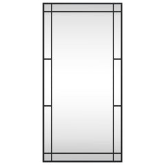 Black rectangular wall mirror with iron frame, 19.7 by 39.4 inches.