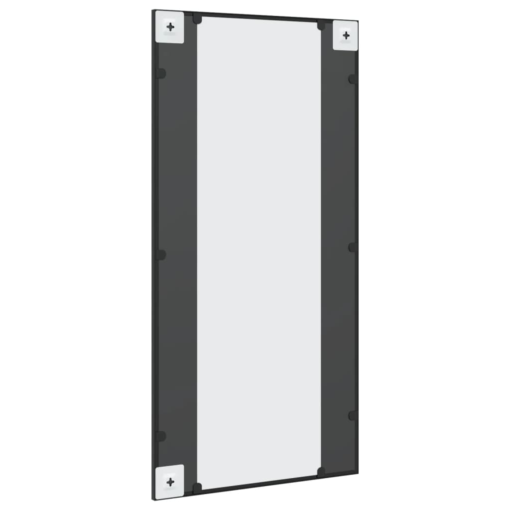 Black rectangular wall mirror with iron frame, 19.7 by 39.4 inches.