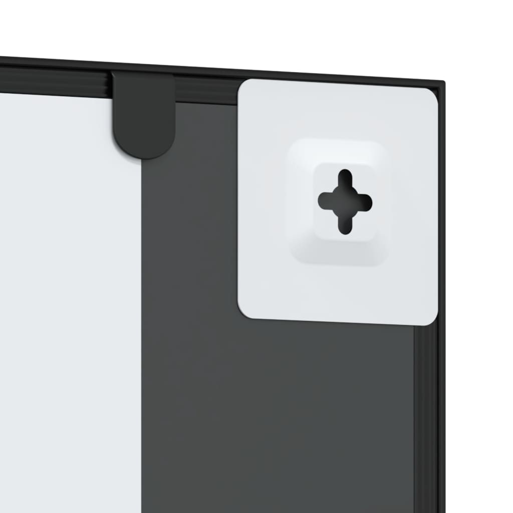 Black rectangular wall mirror, 19.7x39.4 inches, with iron frame and mounting brackets.
