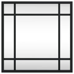 Black square wall mirror with 11.8x11.8 inch iron frame and clean modern design.
