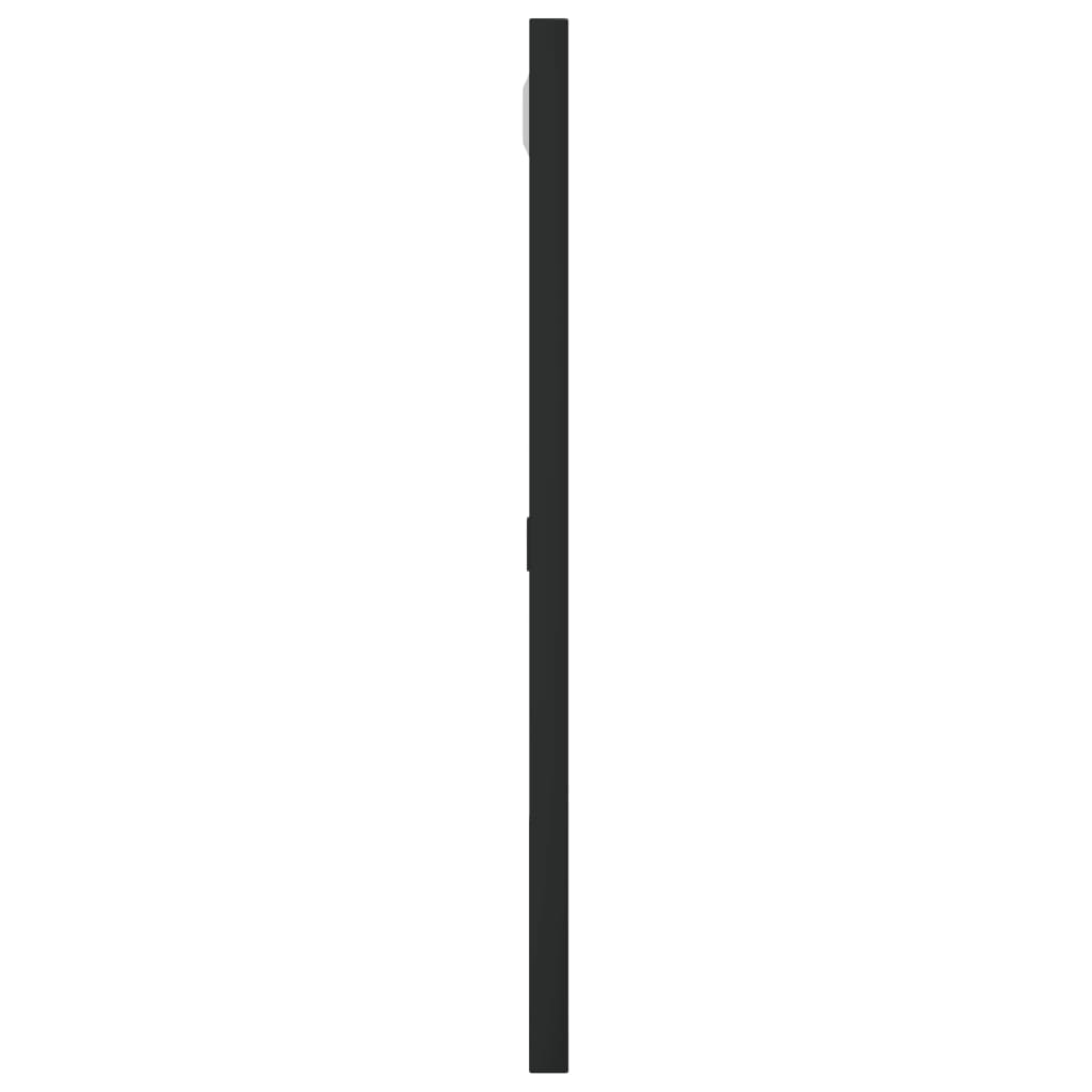 Black square wall mirror with slim iron frame and 15.7x15.7 inch glass panel.
