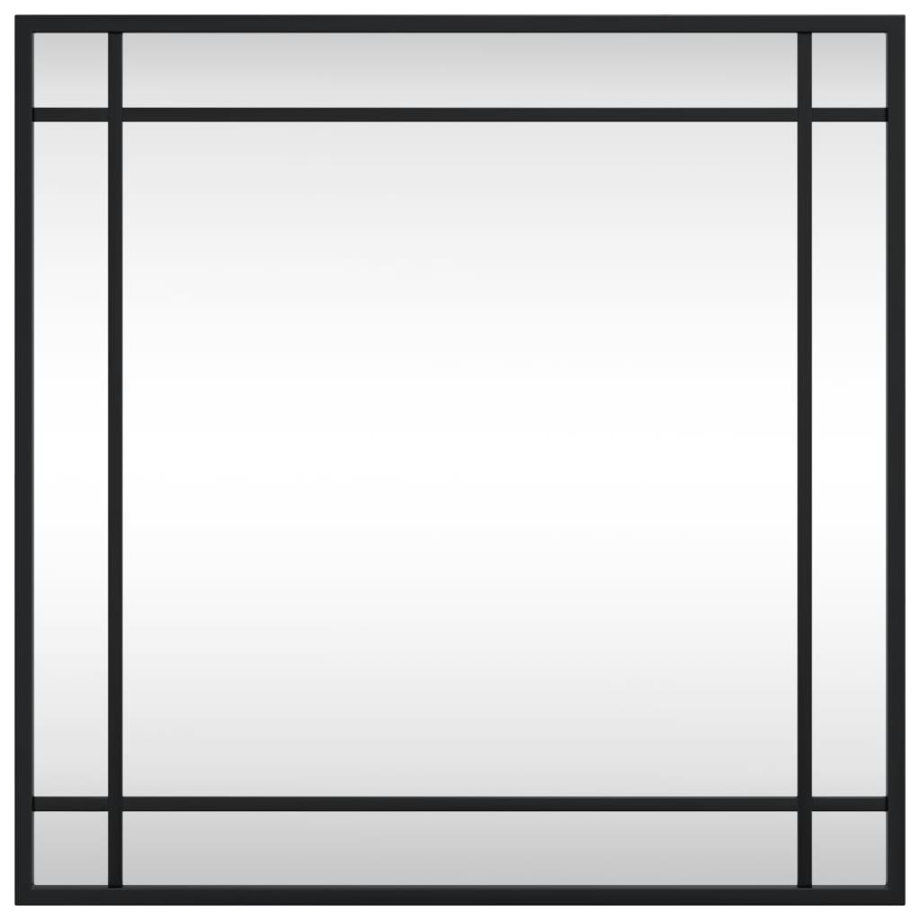 Black square wall mirror with iron frame, 19.7 by 19.7 inches, simple modern design.