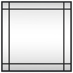 Black square wall mirror with iron frame, 19.7 by 19.7 inches, simple modern design.