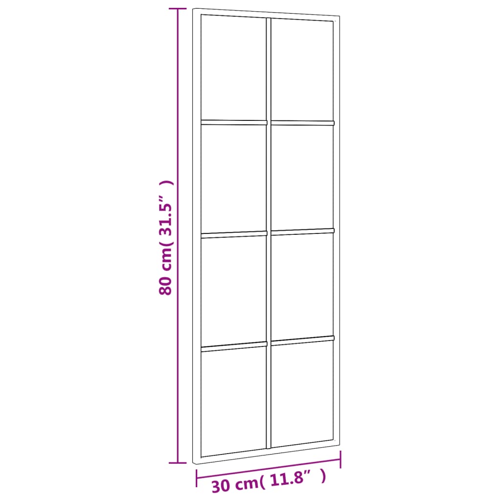Wall Mirror Black 11.8x31.5 Rectangle Iron